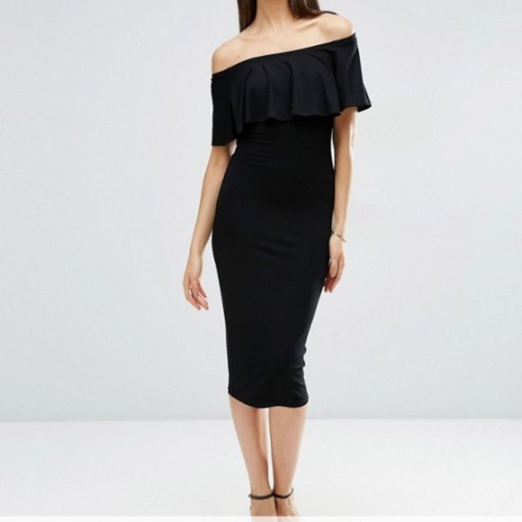 ASOS Dresses & Skirts - ASOS Off Shoulder Bardot Pencil Midi Dress